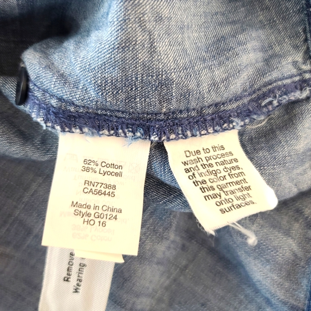 MADEWELL Denim Chambray Tie Poplin Shirt Top - Picture 6 of 11